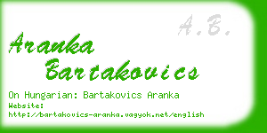 aranka bartakovics business card